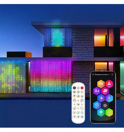 RGBIC Lichtgordijn 2x2 meter - Programmeerbare patronen en tekst