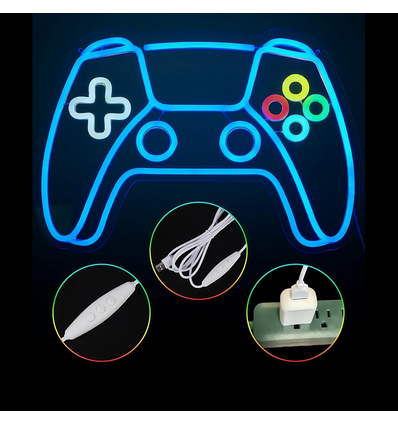 Controller neonbord gamepad, LED-licht - Groot model 39x27 cm, perfect voor gameroom