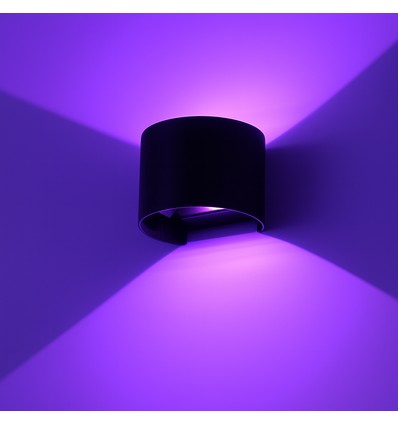 6W Wandlamp - IP65, Rond, RGB + CCT Tuya, Zwart, Up/down, Verstelbaar, Binnen / buiten, Incl. lichtbron