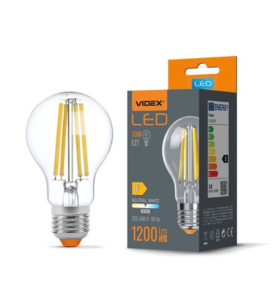 E27 10W LED filament lamp - A60, 4000K, 360 graden, glas