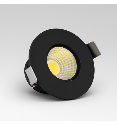 2W Ø3,8cm Focu38 meubelspot inbouw RA92 - 12V DC, Zaagmaat: Ø3,5 cm, Afmetingen: Ø3,8 cm, Zwart