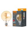 E27 4W dimbare LED lamp - G95, spiral filament, amber glas, 2200K, flicker free
