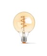 E27 4W dimbare LED lamp - G95, spiral filament, amber glas, 2200K, flicker free
