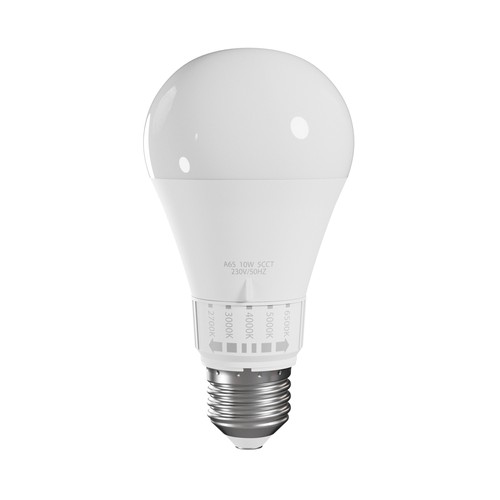 E27 10W LED lamp met CCT - 1100lm, 5 lichtkleuren, A65, 270° graden