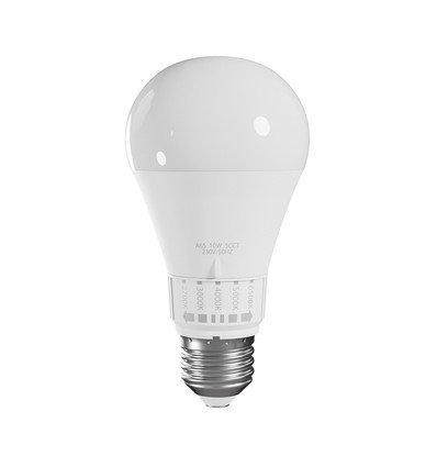 E27 10W LED lamp met CCT - 1100lm, 5 lichtkleuren, A65, 270° graden