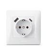 Enkele Schuko-wandcontactdoos - USB-A+USB-C, wit