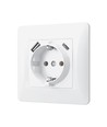 Enkele Schuko-wandcontactdoos - USB-A+USB-C, wit