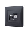 Binera CAT6 netwerkaansluiting - RJ45, IP20, grafiet zwart, 86x86 mm