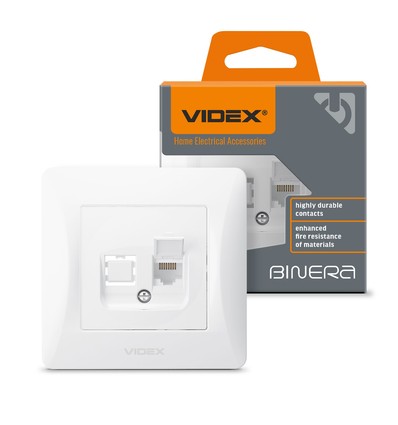 BINERA CAT6 enkelvoudige computeraansluiting - Wit, RJ45, inbouw, IP20
