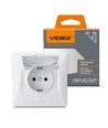 Schuko wandcontactdoos - enkel, met deksel, wit