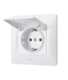 Schuko wandcontactdoos - enkel, met deksel, wit