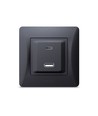 USB-A + Type-C stopcontact 20W snellader - Zwart grafiet, 2.4A, IP20 binnenshuis