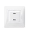 Binera stopcontact met USB-A + USB-C PD20W - Wit, inbouw, 16A, IP20