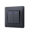 2-kanaals schakelaar met indicatielampje - 86x86mm, IP20, zwart
