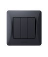 3-kanaals schakelaar - 86x86mm, IP20, zwart