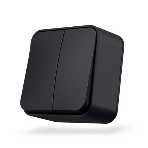 2-kanaals opbouwschakelaar - 68x68mm, IP20, zwart