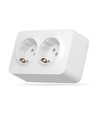 Schuko-wandcontactdoos - opbouw, dubbel, IP20, wit