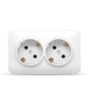 Schuko-wandcontactdoos - opbouw, dubbel, IP20, wit