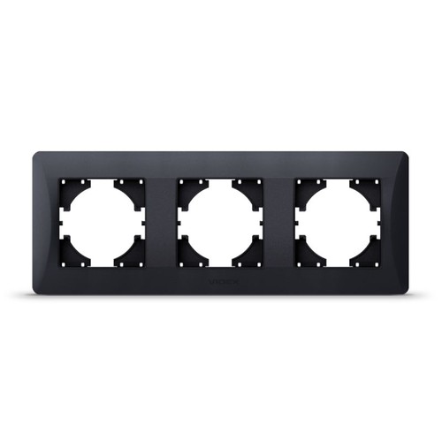 Binera 3-voudig horizontaal afdekraam - Zwart grafiet, 228x86mm, IP20, rechthoekig design