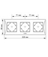 Binera 3-voudig horizontaal afdekraam - Zwart grafiet, 228x86mm, IP20, rechthoekig design
