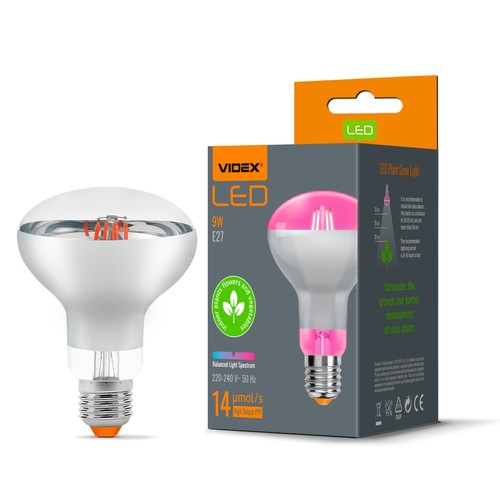 E27 9W LED kweeklamp voor planten - R80, 120°, 14 µmol/s, stimuleert groei