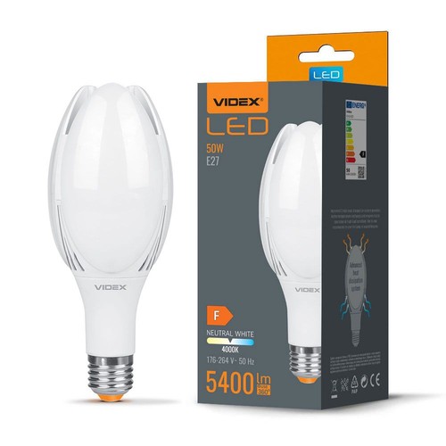 E27 50W LED lamp - 5400lm, A108, 4000K, 330 graden, industriële lamp