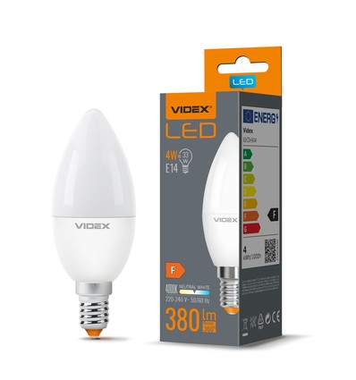 E14 4W LED kaarslamp - C37, 380lm, 4000K, mat glas