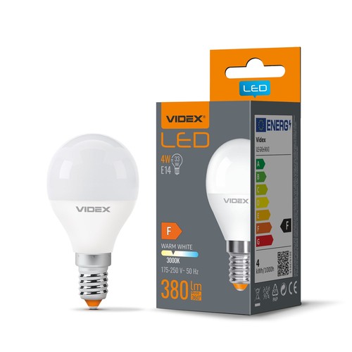 E14 4W LED kogellamp - G45, 380lm, 3000K, flicker free