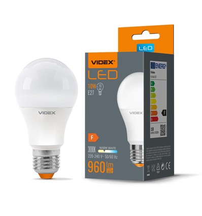 E27 10W LED lamp - A60, 960lm, 3000K, warm wit