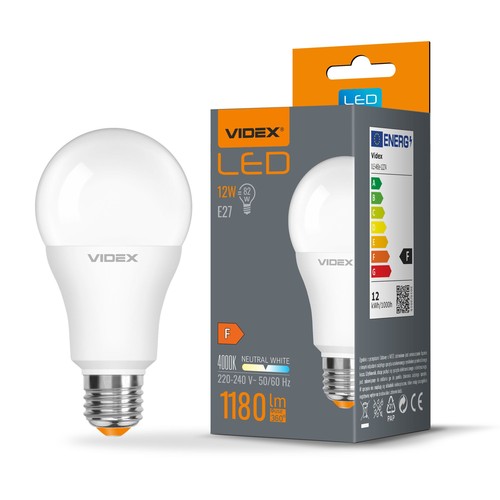 E27 12W LED lamp - A60, 1180lm, 4000K, flicker free, vervangt 82W