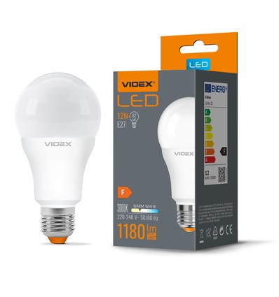 E27 12W LED lamp - A60, 1180lm, 3000K, flicker free