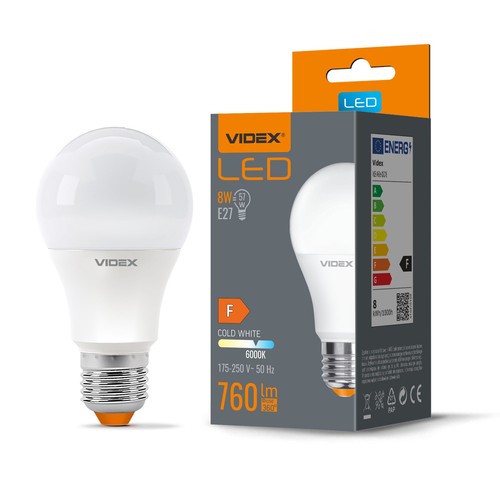 E27 8W LED lamp - A60, 760lm, 6000K koud wit, flicker free