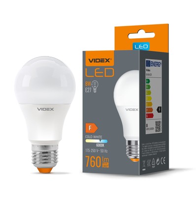 E27 8W LED lamp - A60, 760lm, 6000K koud wit, flicker free