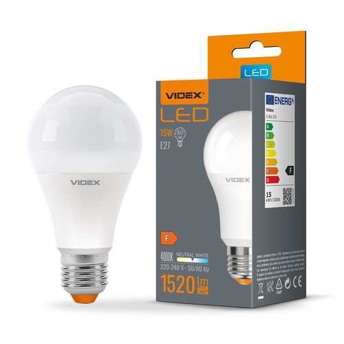 E27 15W LED lamp - A65, 1520lm, 4000K, flicker free