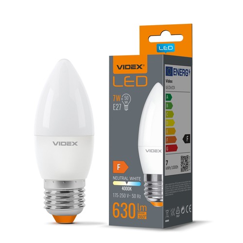 E27 7W LED kaarslamp - C37, RA90, 4000K, vervangt 50W