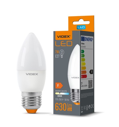 E27 7W LED kaarslamp - C37, 3000K, 630lm, RA80, vervangt 50W