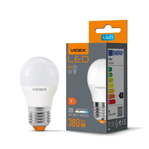 E27 4W LED kogellamp - G45, 380lm, 3000K, warm wit
