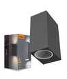GU10 dubbele gevelwandlamp - IP54 buiten, grijs, up/down light, aluminium, zonder lichtbron