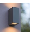 GU10 dubbele gevelwandlamp - IP54 buiten, grijs, up/down light, aluminium, zonder lichtbron