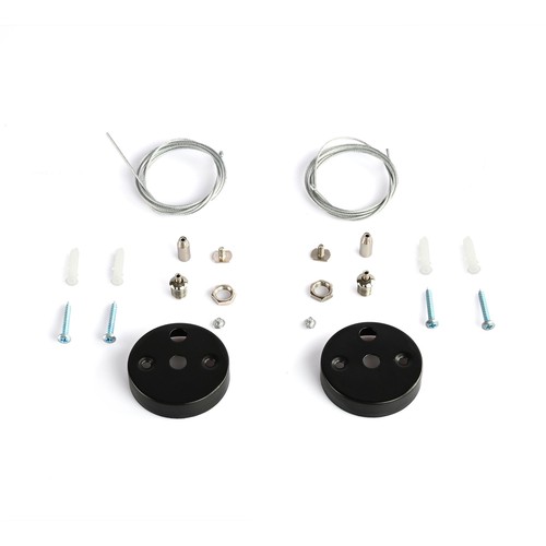 1,5m ophangkabel voor LED armaturen - Zwart, 2 stuks kabels, incl. montageset