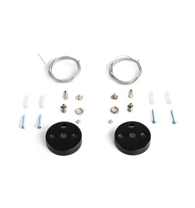 1,5m ophangkabel voor LED armaturen - Zwart, 2 stuks kabels, incl. montageset