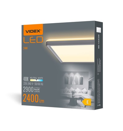 24W LED plafondlamp, vierkant - 2900lm, 4000K, 29x29cm, witte rand, IP20 binnen