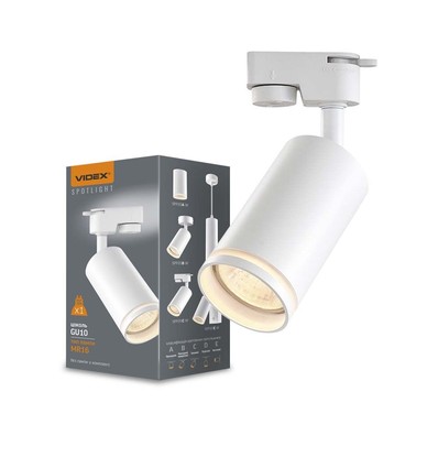 1-fase GU10 spanningsrailspot - Wit, zonder lichtbron, 1F2W
