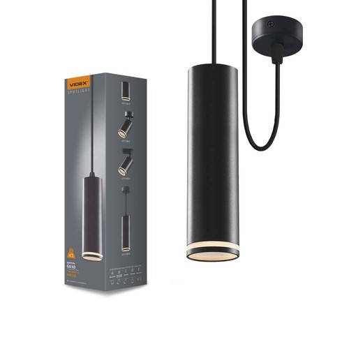 GU10 pendel railspot - Zwart, Ø5,5 cm, max. 30W, IP20 binnen, zonder lichtbron