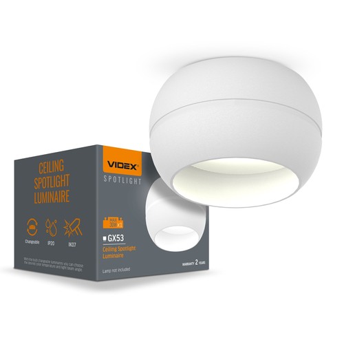 GX53 plafondspot - Wit, 90x90x50mm, IP20 binnen, aluminium, zonder lichtbron