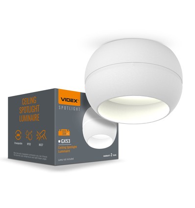 GX53 plafondspot - Wit, 90x90x50mm, IP20 binnen, aluminium, zonder lichtbron