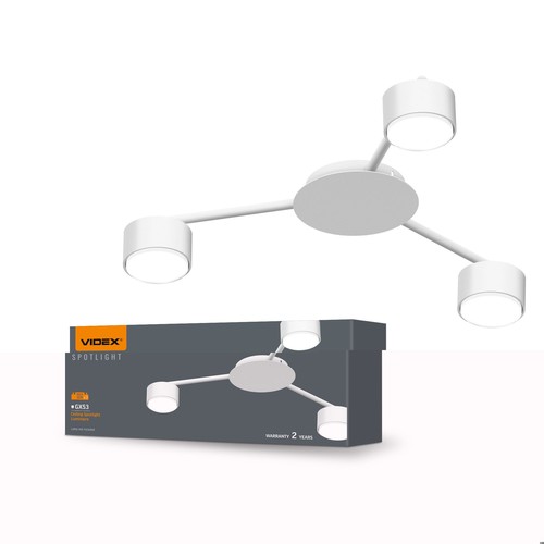 3x GX53 plafondspot - Wit, IP20, 200x85x50mm, zonder lichtbron