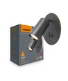 GU10 wandspot met 5W LED backlight - Zwart, 2700K, 2x schakelaars, roteerbaar, zonder GU10 lichtbron