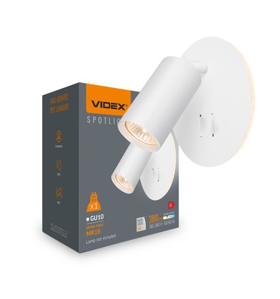 GU10 wandlamp met 5W LED backlight - Wit, incl. 2 schakelaars, zonder GU10 lichtbron