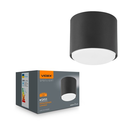 GX53 plafondspot - Zwart, 8x8x6cm, zonder lichtbron, IP20 binnenshuis
